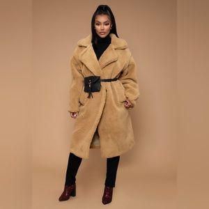 Fashion Nova Teddy Faux Fur Coat Maxi Winter Fall Jacket